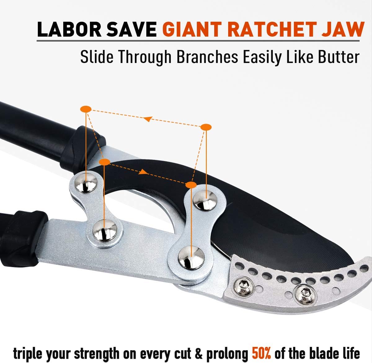 JARDINEER 3PCS Garden Shears Set, Include 30" Anvil Brach Cutter Loppers for Tree Trimming Heavy