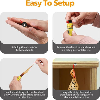 Fly Traps for Indoors Outdoor, Fly Paper Strips Sticky Hanging, Fruit Fly Strips,Fly Tape Catcher