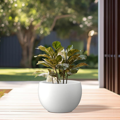 Kante 15.7" Dia Round Concrete Planter, Outdoor/Indoor Large Bowl Plant Pots with Drainage Hole and