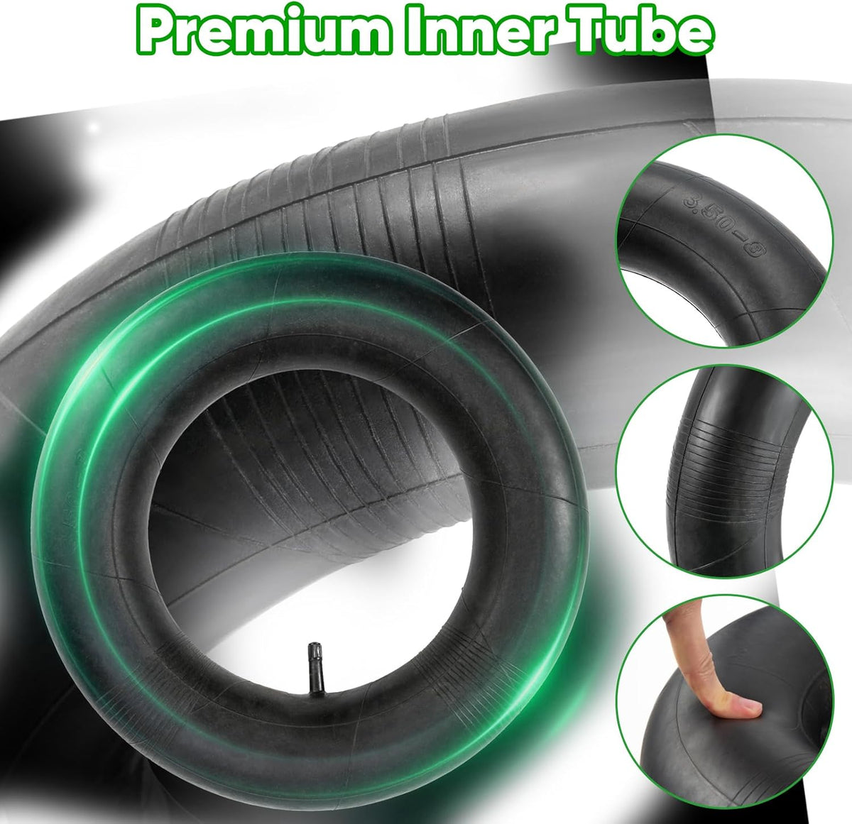 16x6.50-8 16x7.50-8 Inner Tubes, 2 Pack Heavy Duty Replacement Tire Inner Tubes with Straight Valve