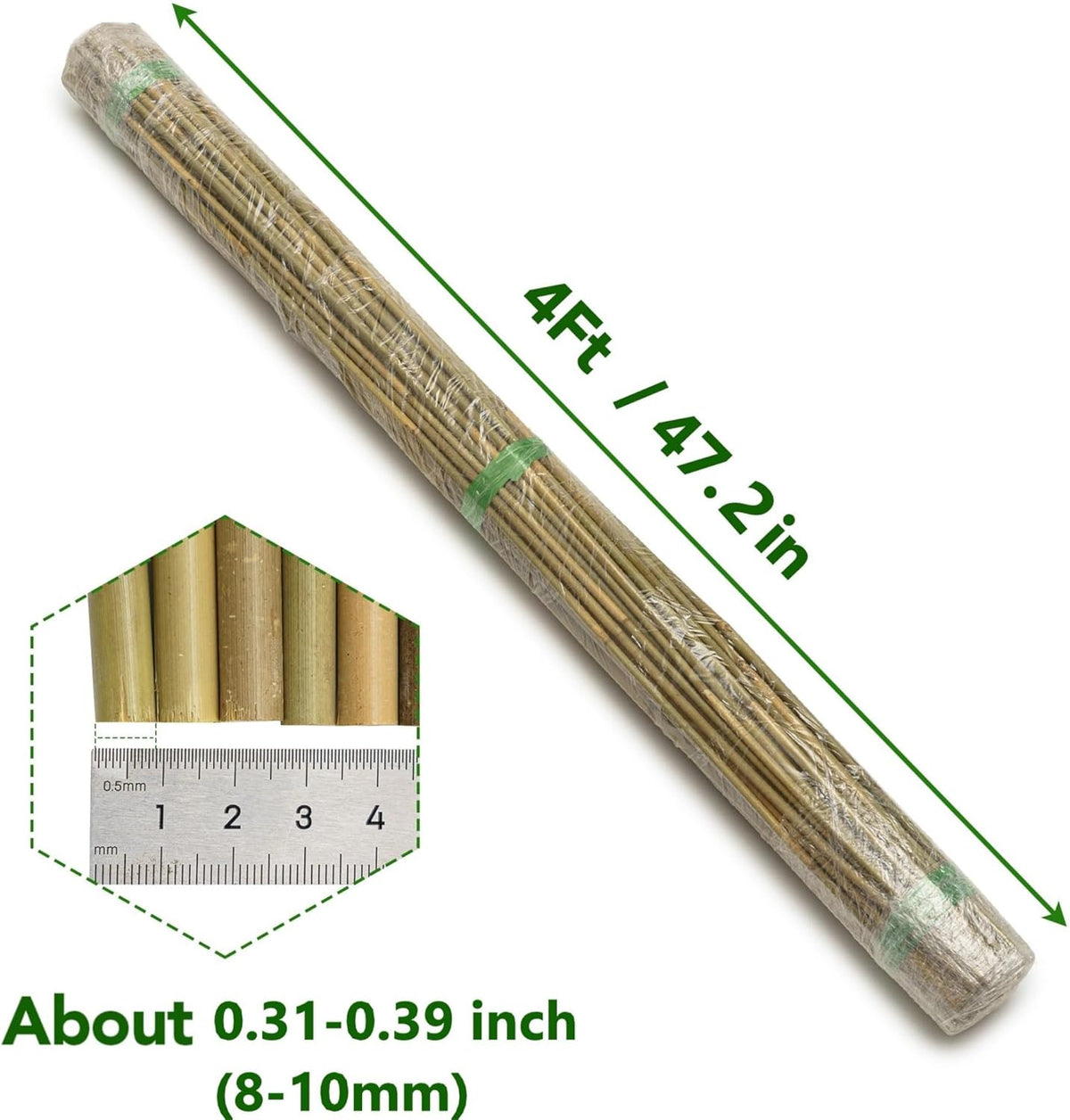 70 Pcs Bamboo Stakes, 4 Feet Natural Bamboo Garden Stakes for Plant, Garden Bamboo Plant Sticks for
