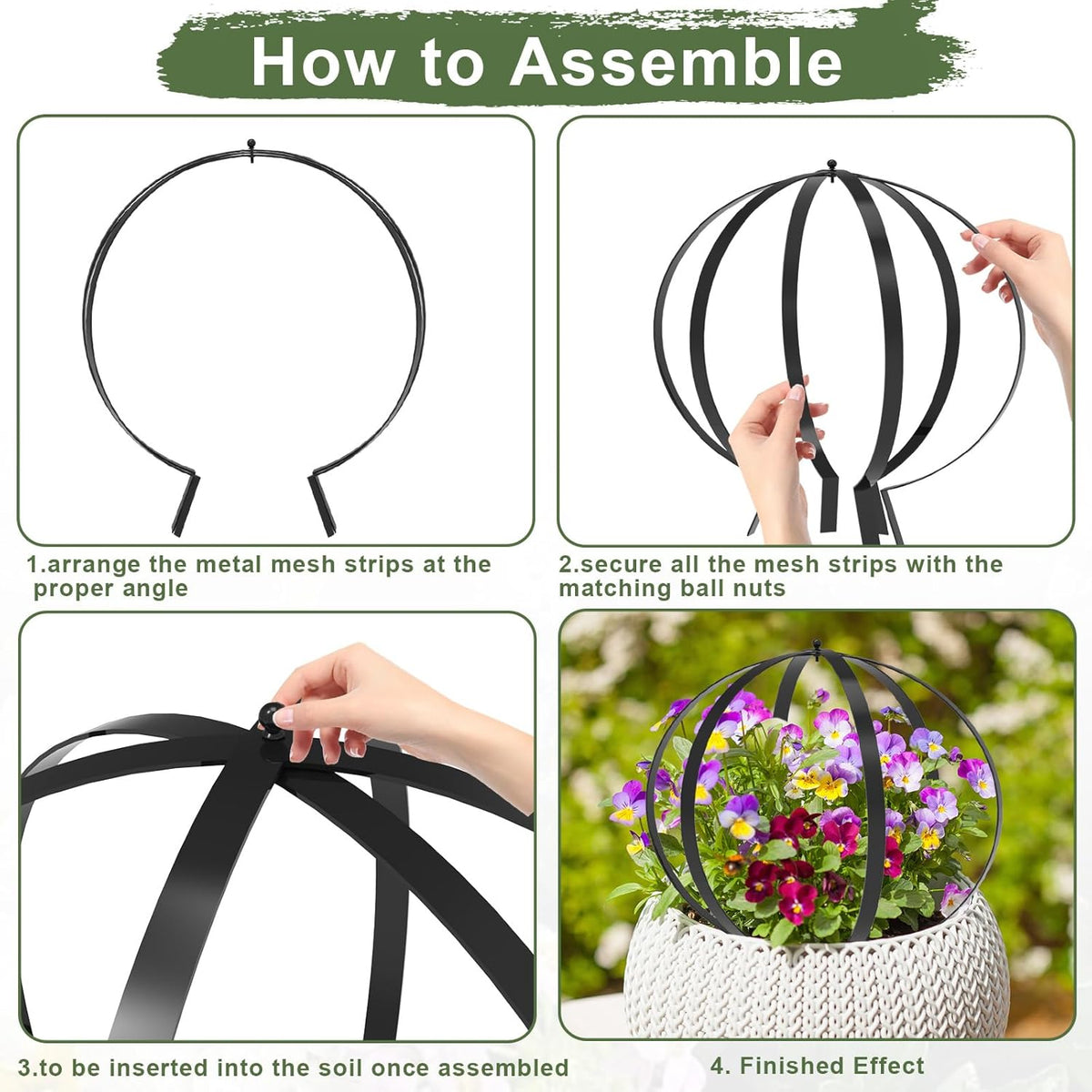 Metal Plant Circle Trellis, Garden Sculpture Globe Trellis for Climbing Plants Outdoor Potted Round