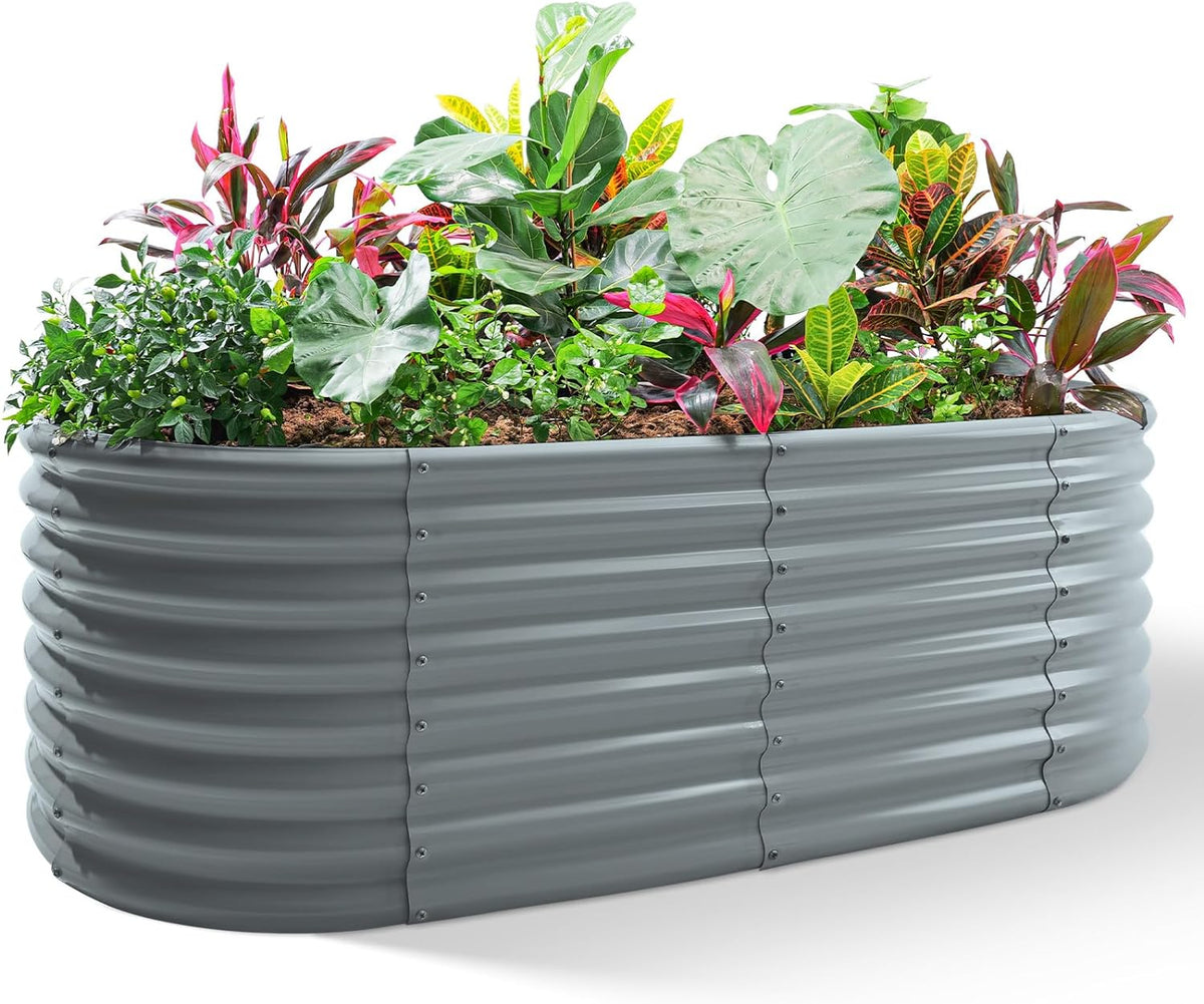Land Guard 24“ Tall 4×2ft Galvanized Raised Garden Bed Kit, Galvanized Planter Garden Boxes