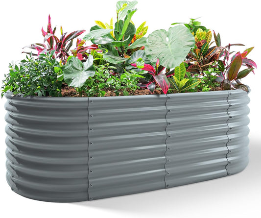 Land Guard 24“ Tall 4×2ft Galvanized Raised Garden Bed Kit, Galvanized Planter Garden Boxes