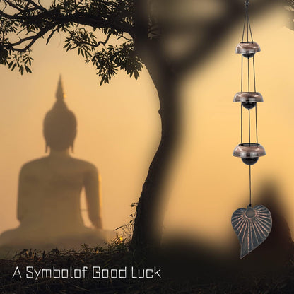 Three Cooper Leaf Temple Wind Chime,Wind Chimes with 3 Bells, Feng Shui Wind Chimes for Home Yard