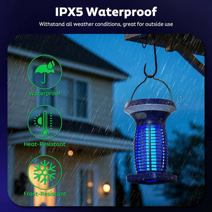 Solar Bug Zapper Outdoor, Mosquito Zapper Outdoor Waterproof Electric Fly Zapper Rechargeable
