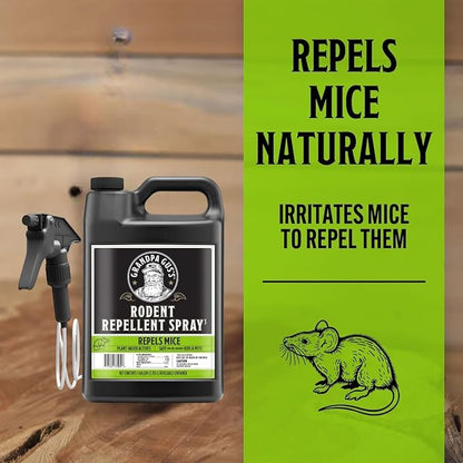 Grandpa Gus's Rodent Repellent Spray with Sprayer, Natural Peppermint & Cinnamon Oils Repel Mice