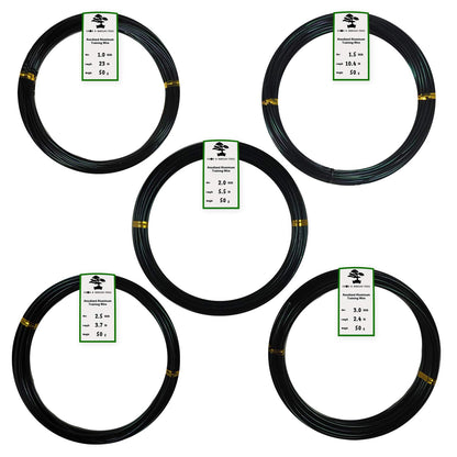 Anodized Aluminum Bonsai Training Wire 5-Size Starter Set with Canvas Bag - 1.0mm, 1.5mm, 2.0mm