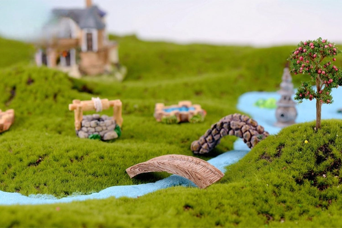 DIY Miniature Resin Bridge for Fairy Garden - Brown Small Bridge Lawn Ornament, Vintage Style, 6.6