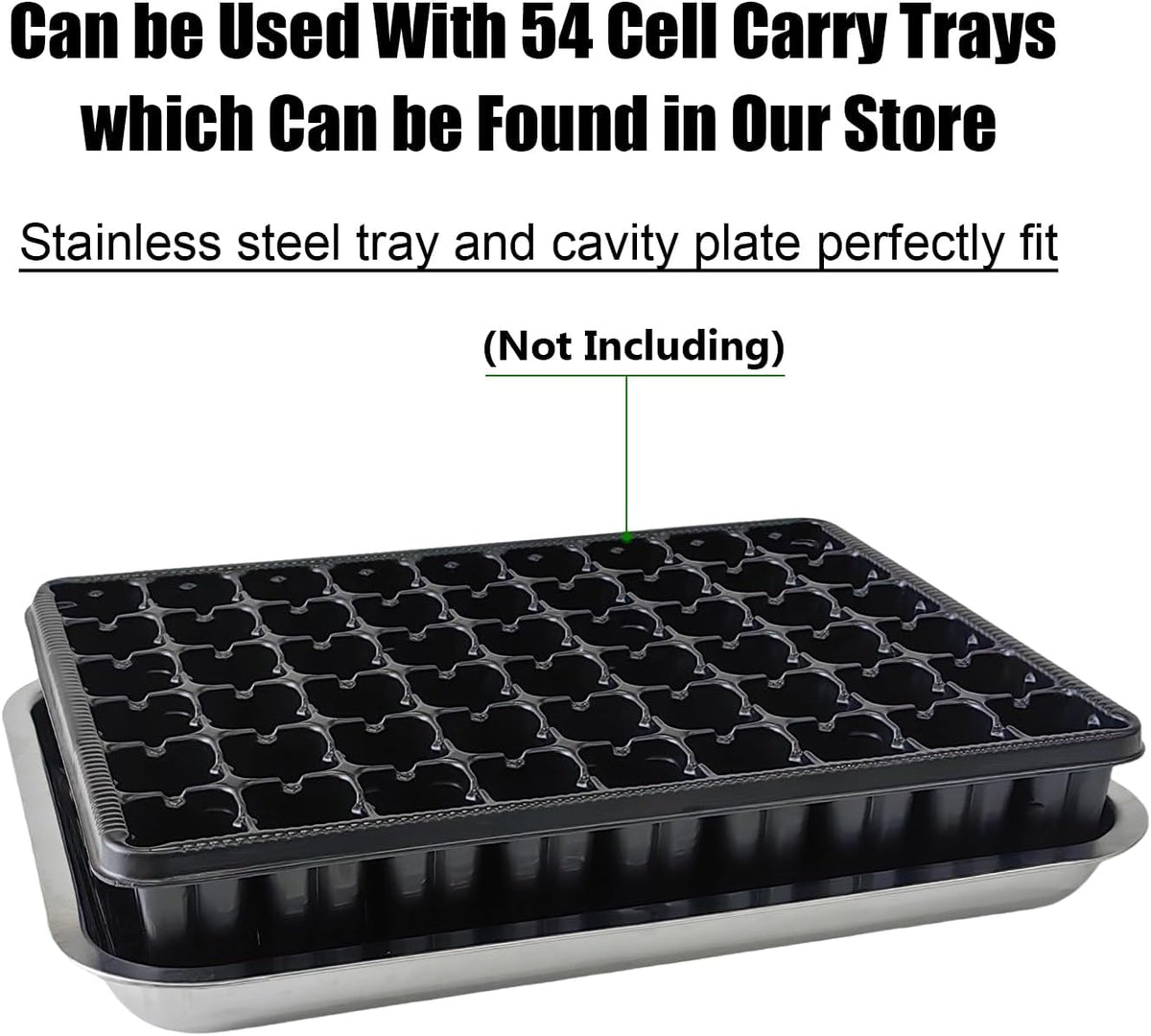 Stainless Metal Trays, Stainless Steel Seed Starter Carry Tray Fit 54 Cell Plug Tray, Nursery