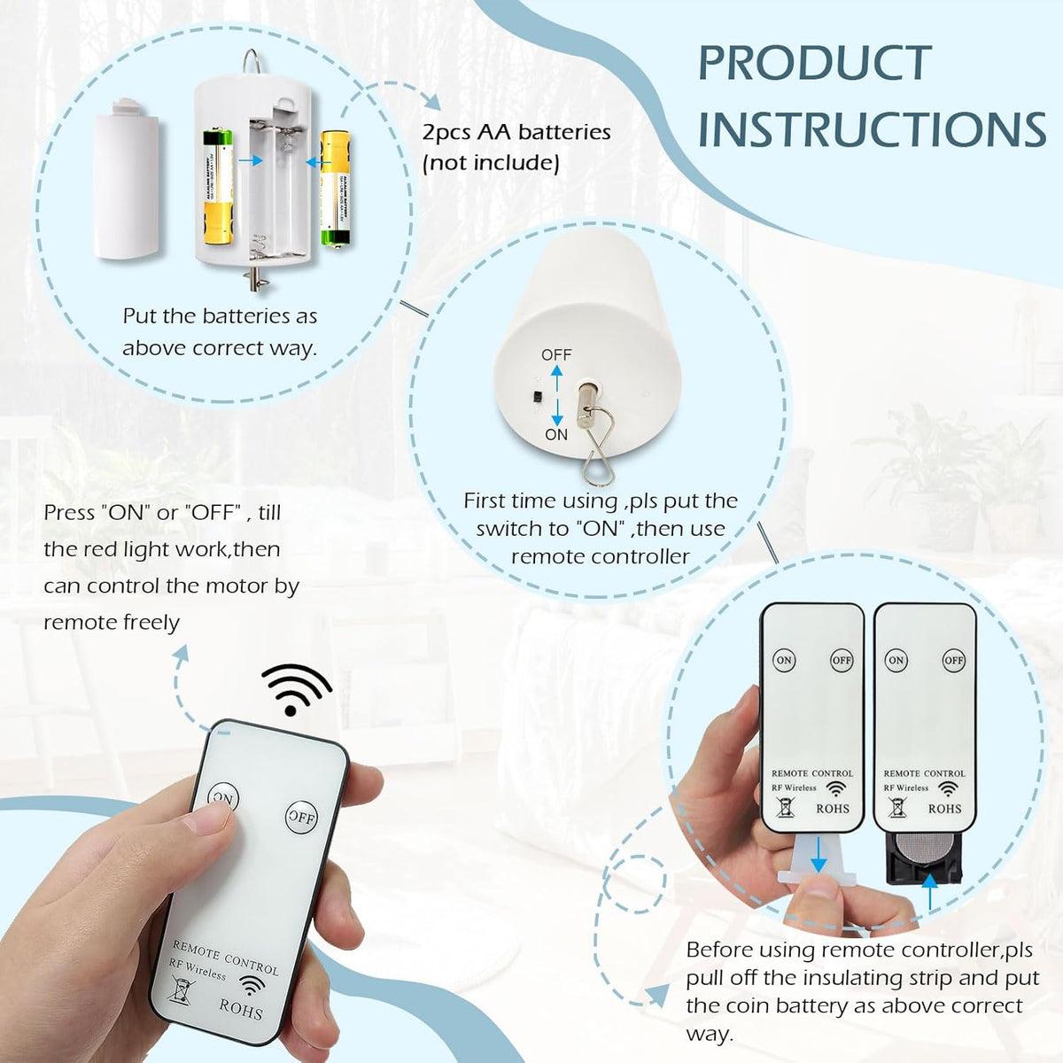 Wind Spinner Motor with Remote Controller,Mobile Battery Operated Motor Hanging Display Motor for