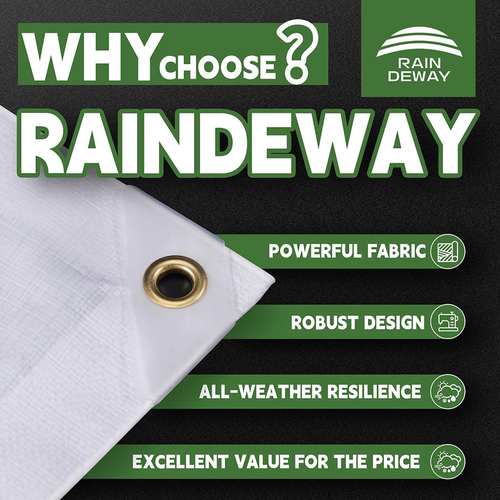12 Mil Heavy Duty White Tarps 7' X 30', Extra Thick,Durable,Waterproof, UV Resistant, Weatherproof
