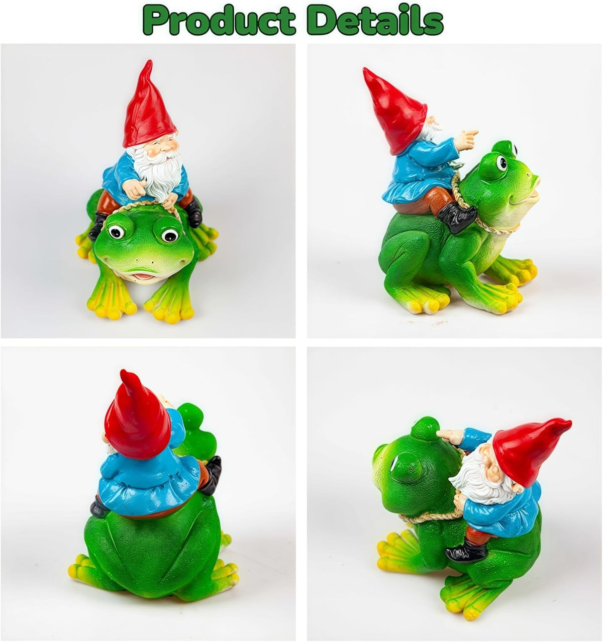 Gnome Riding on Frog Garden Statue Outdoor Garden Frog Statue for Yard Decoration Lawn Ornament