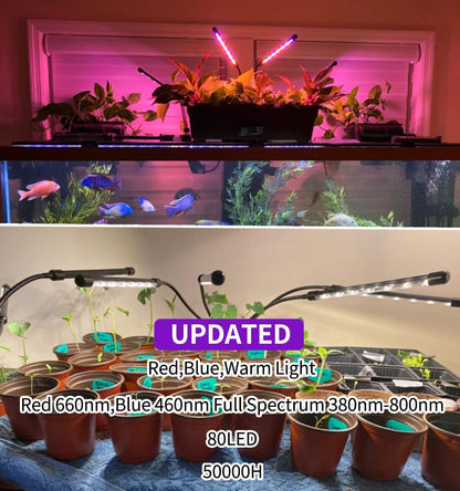 LEOTER Grow Light for Indoor Plants - Upgraded Version 80 LED Lamps with Full Spectrum & Red Blue