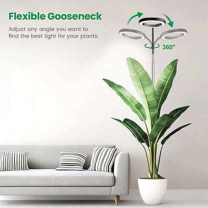 Garpsen Plant Light, Full Spectrum Grow Light with Gooseneck, 3 Colors Modes and 5 Dimmable Levels