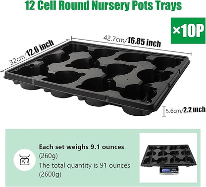 12 Cell Round Nursery Pots Trays Thickened Durable Seedling Pots Shuttle Carrying Trays for Holding