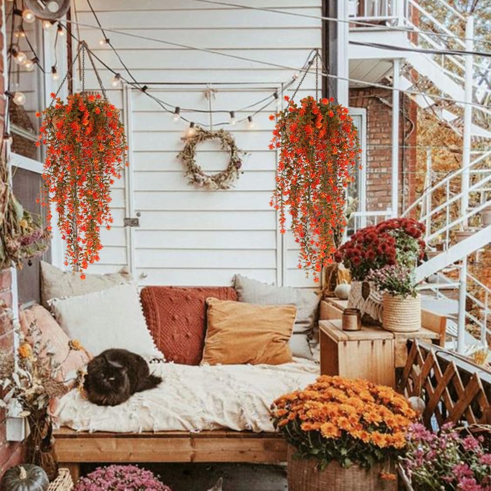 SJL Artificial Fake Fall Hanging Flowers Fake Plant Artificial Hanging Plants Flower Fall