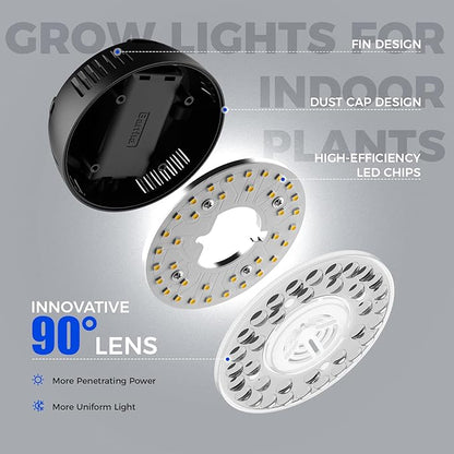 Barrina Orbgrow OG09 Puck LED Grow Light, 5000K 9W(135 Watt Equiv), Plant Lights for Indoor Plants
