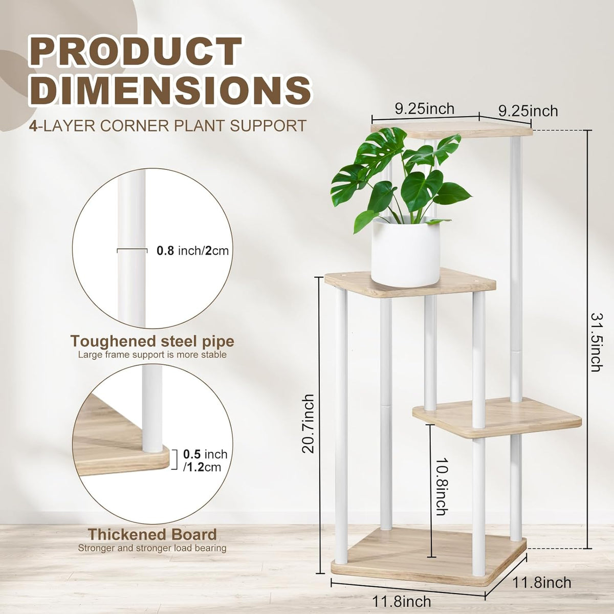 4 Tier Indoor Plant Stand Flower Shelf for Multiple Plants Corner, Tall Flower Holders for Patio