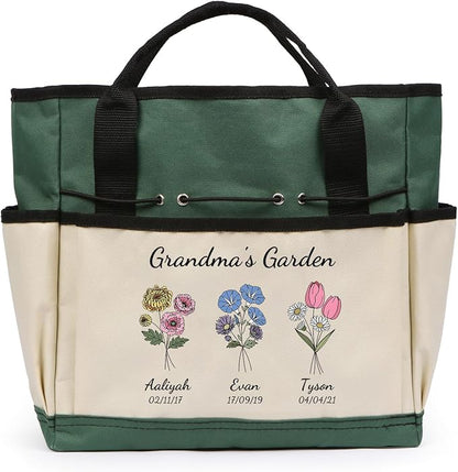 Personalized Garden Tools Set for Women: Custom Text Garden Tool Bag and Garden Shovel & Transplant