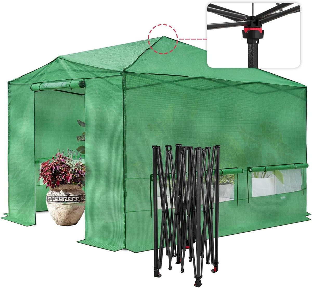 EAGLE PEAK Instant Pop-up Greenhouse, Indoor Outdoor Plant Gardening Green House, Roll-Up Zipper