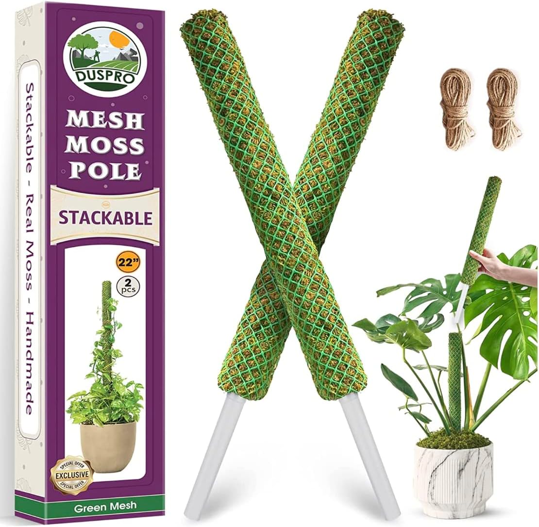 DUSPRO Green Stackable Mesh Moss Pole for Plants Climbing Vine Supporting Monstera Trellis, for