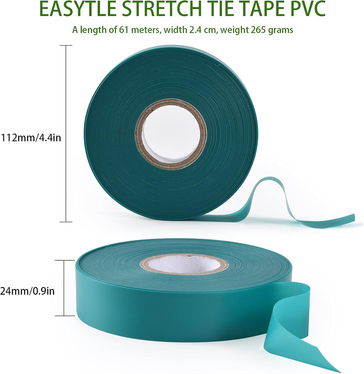Stretch Tie Tape, 1” Wide 200FT Reusable Garden Plant Ties Green Tapes for Plants, Thick Garden