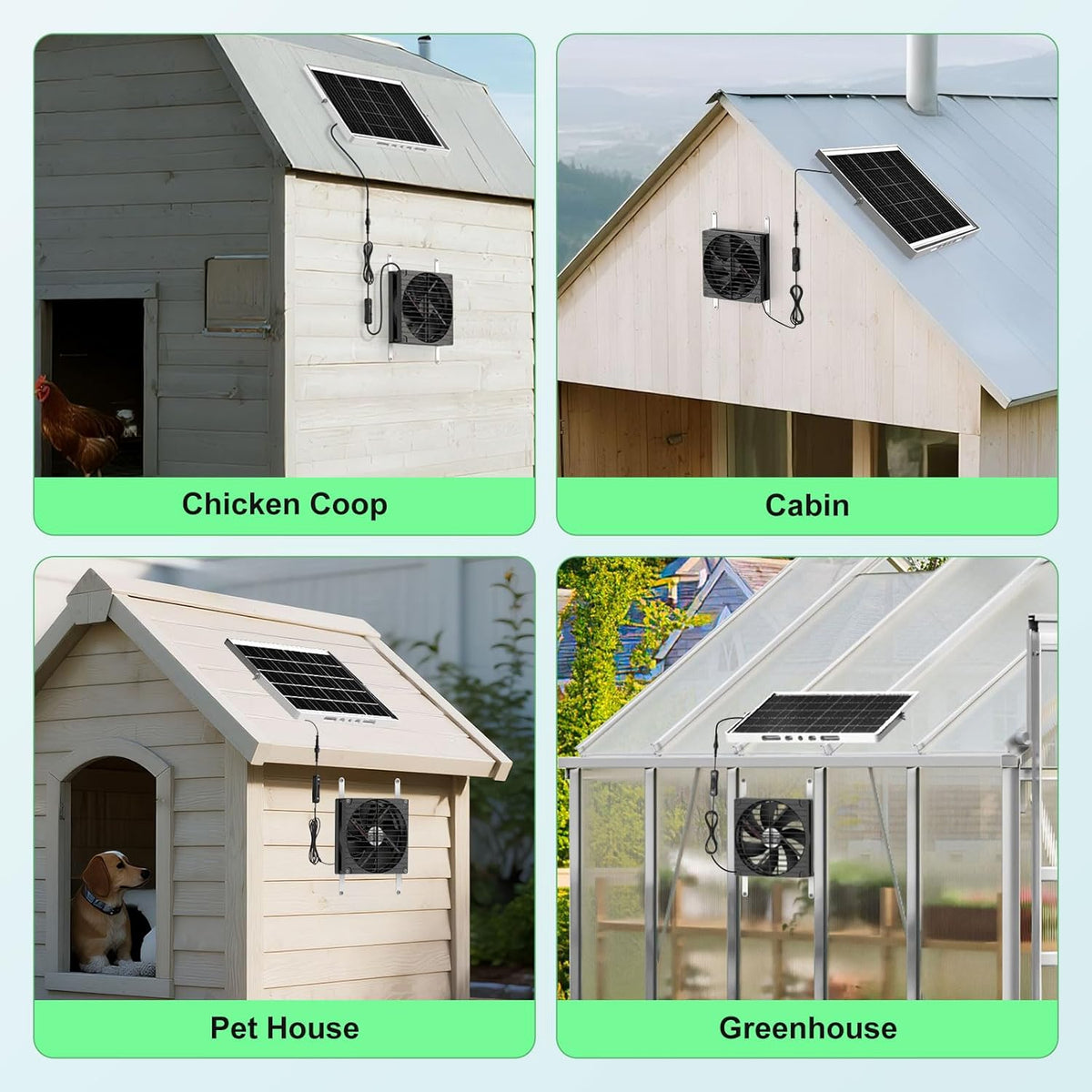 7.1" Large Solar Greenhouse Fan, 25W Solar Powered Vent Exhaust and Intake Chicken Coop Fan Outdoor