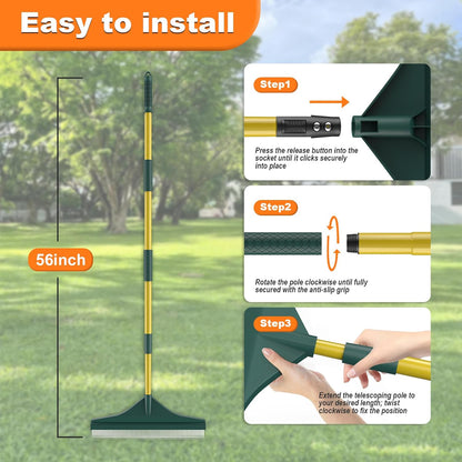 Artificial Turf Rake with Steel Telescopic Handle, 32 to 55 Inch 3 Piece-Pole Easy Storage Design