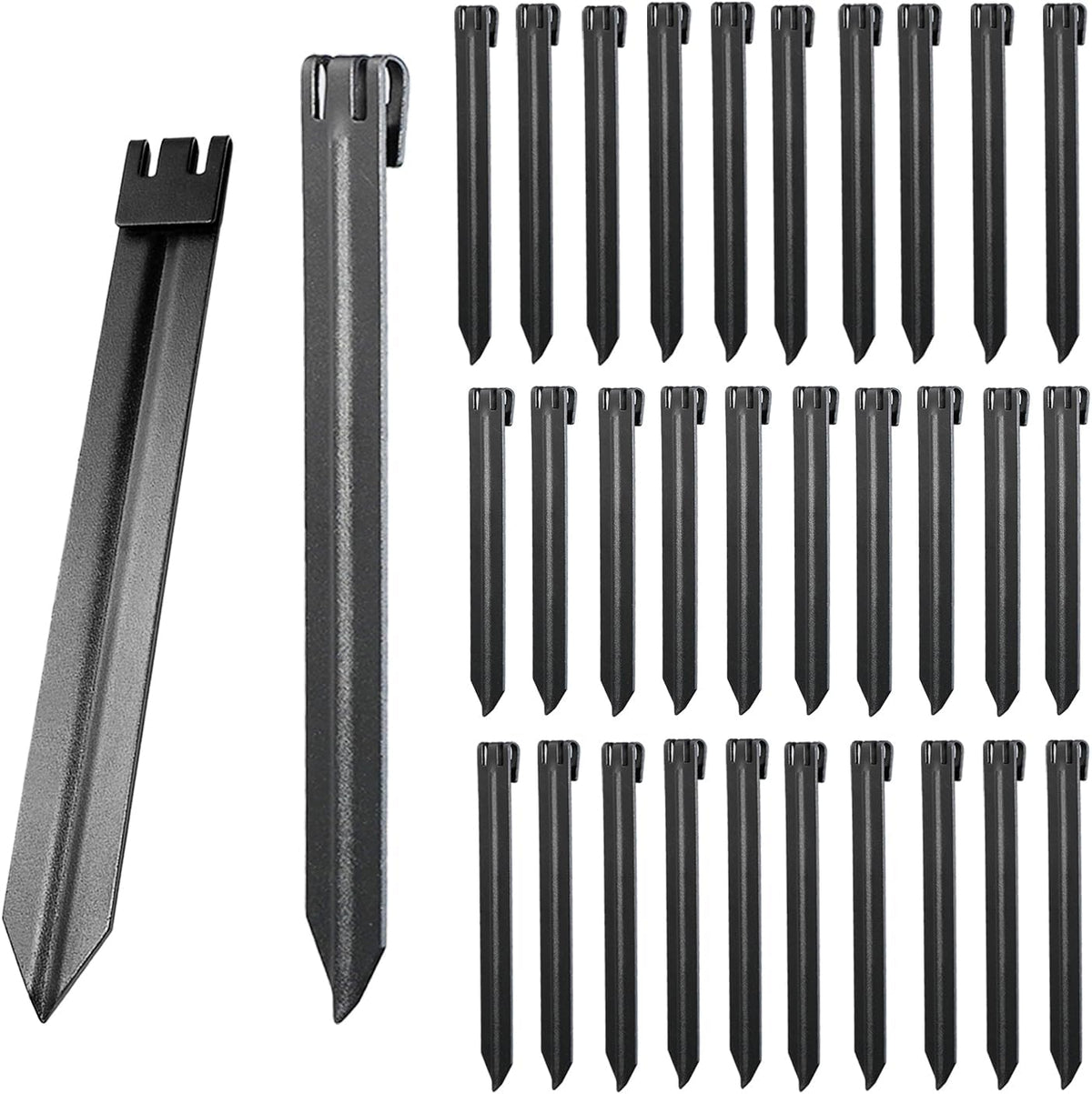 30Pcs 10Inch Black Metal Landscape Edging Stakes, No Installation for Corrugated Garden Landscape