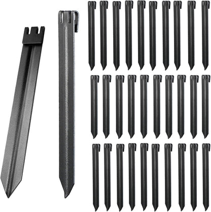 30Pcs 10Inch Black Metal Landscape Edging Stakes, No Installation for Corrugated Garden Landscape