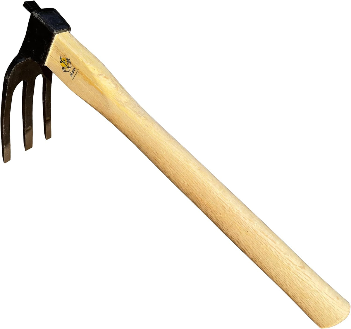14 inch Japanese Hand Tiller/Rake for Garden, 3-tines Cultivator, Without Welding, Oak Handle, for