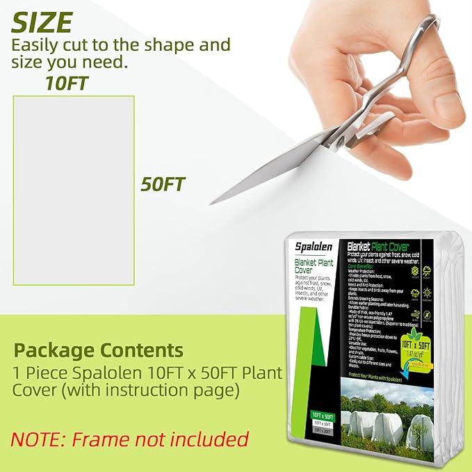 Plant Covers Freeze Protection, 10ft X 50ft Floating Row Cover 1.47 oz/yd² Fabric, Garden Frost
