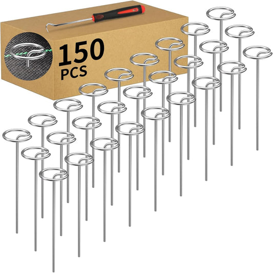 150 Pcs 6 Inch Landscape Fabric Staples, Tensile Strength 450-500Mpa -Non-Bending Garden Stakes