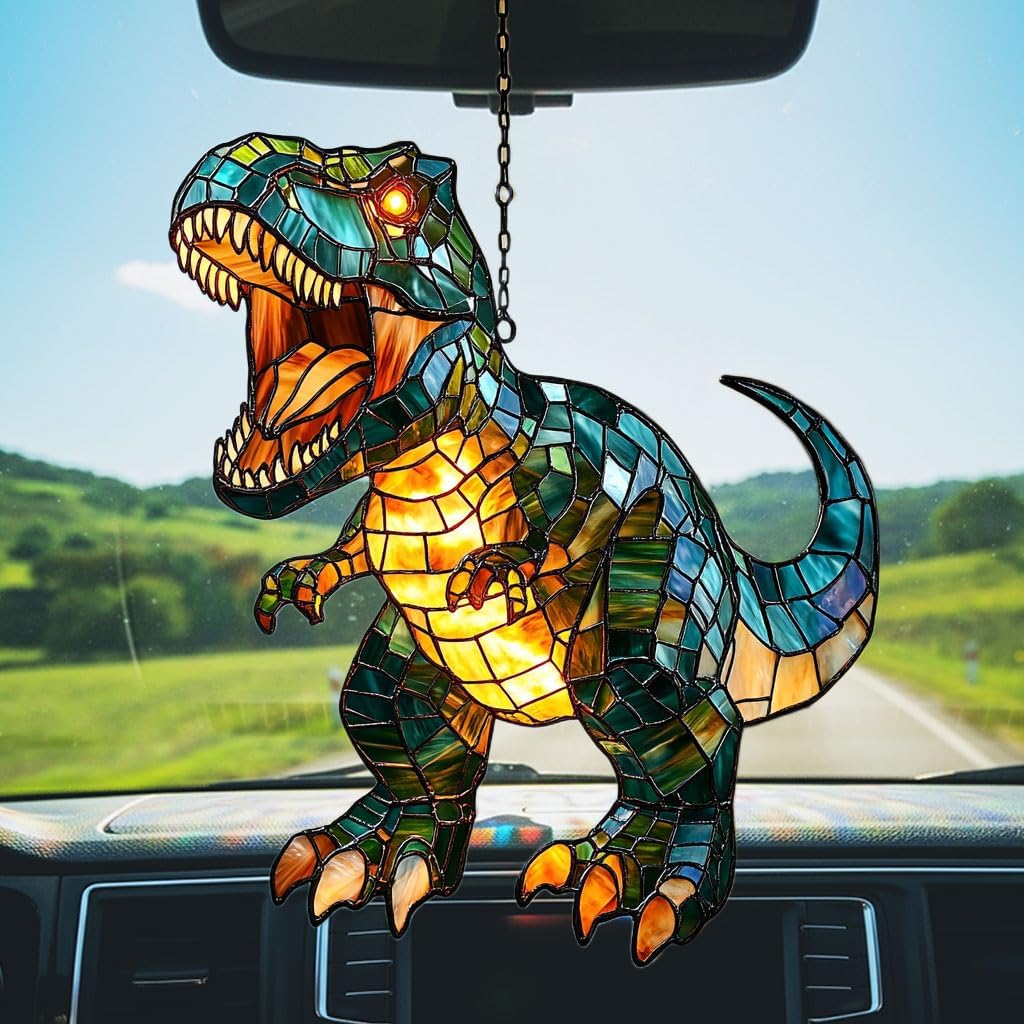 Fierce T-rex Acrylic Suncatcher Stained Glass Effect Window Car Hanging Christmas Ornament Indoor