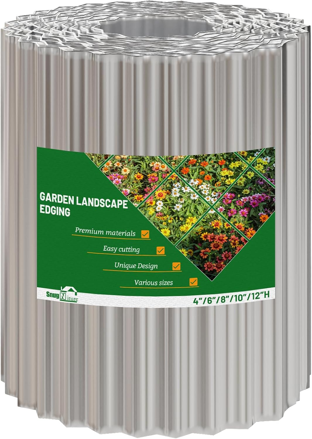 SnugNiture Corrugated Metal Garden Edging,10" x 20' Sturdy Lawn Edging Border,Landscape Edging