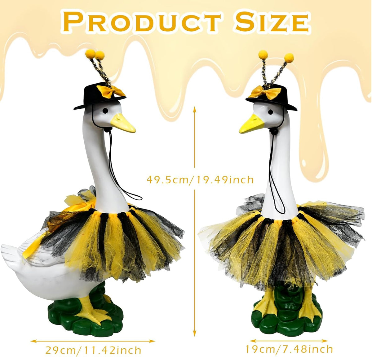 Porch Goose Outfits Garden Statue-Large Goose Statue with Bee Halloween Set Indoor/Outdoor Resin