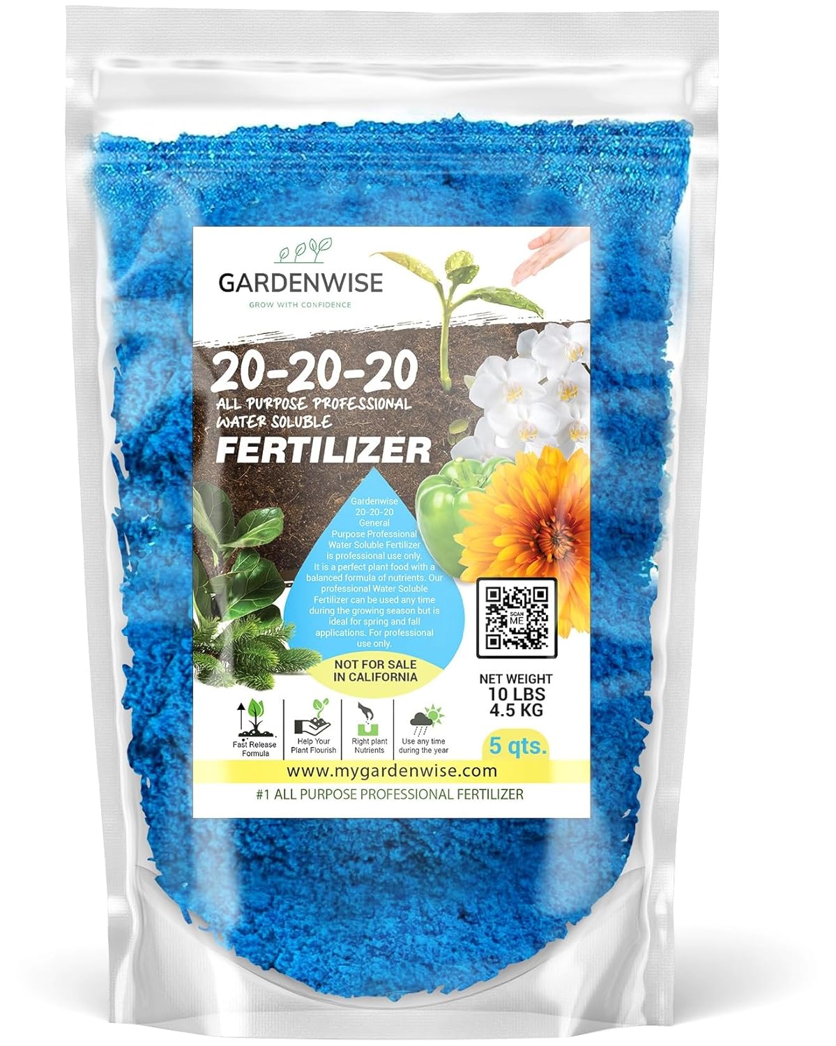 20-20-20 Water-Soluble Fertilizer – Powder for Liquid Plant Food for Indoor & Outdoor Plants