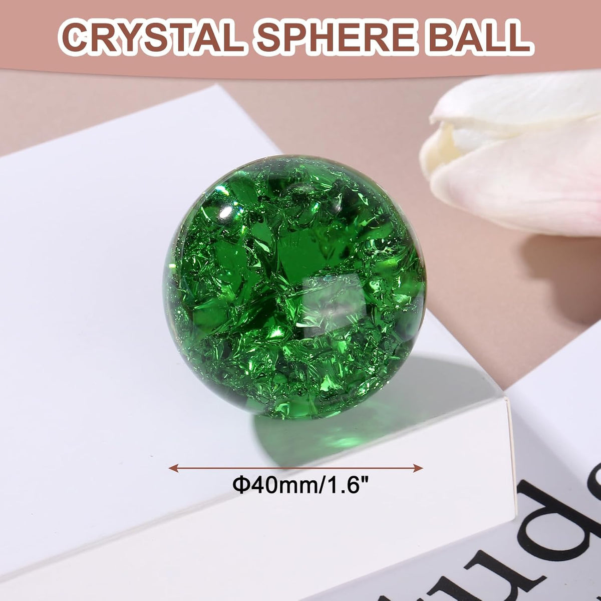 uxcell 40mm/1.6" Crystal Sphere Ball Ice Cracked Glass Solid Decorative Sphere Crystal Ball Prop