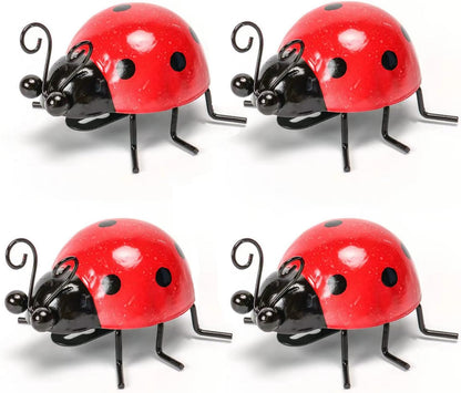 Metal Garden Decor for Outside Cute Ladybugs Yard Art Lawn Ornaments Wall Sculptures & Statues