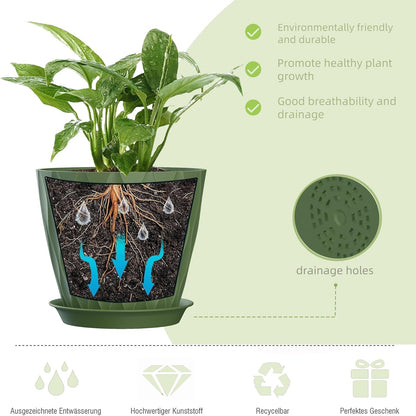 7 Inch Plant Pots 5 Pack, Flower Planters with Drainage Holes and Trays,Plastic Pots for Indoor