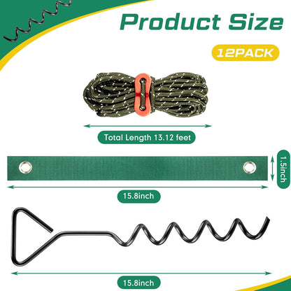 Sintuff 12 Set Tree Stakes and Supports Kit for Anti Hurricane Leaning Trees Straightening Heavy