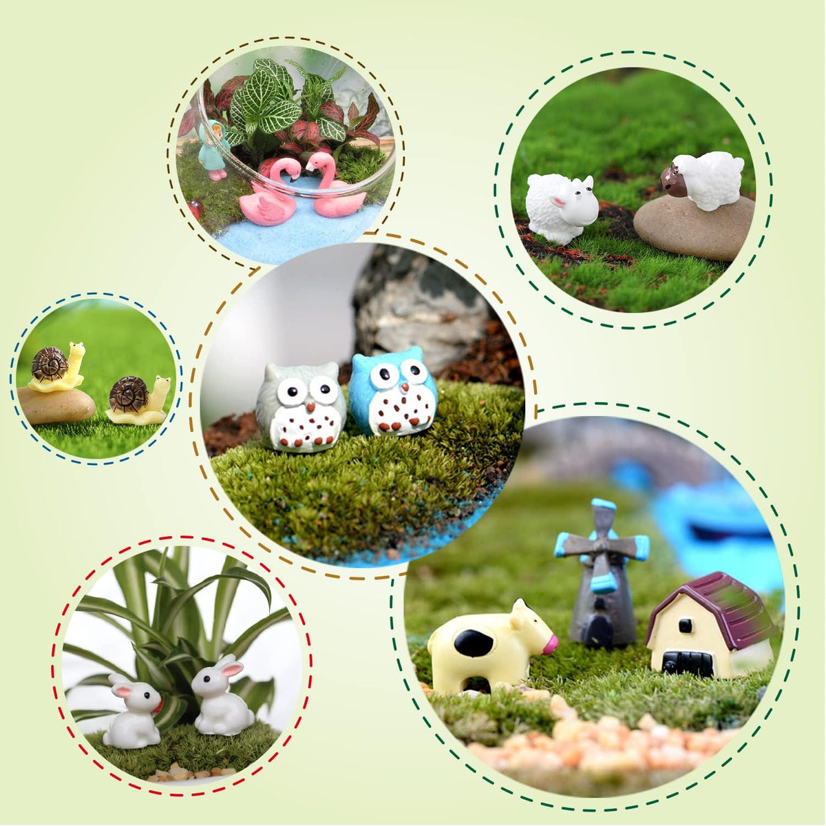 Dracarys Selected 50 Pieces Fairy Garden Accessories, Animals, Miniature Figurines, Micro Landscape