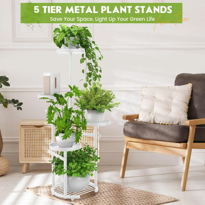 TOSKING 5 Tier Metal Plant Stand Indoor, Plant Shelf, Corner Shelf Flower Pot Stand for Outdoor