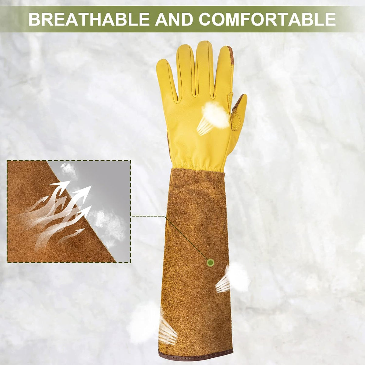 Long Gardening Gloves for Women Thorn Proof,Rose Pruning Cowhide Leather Garden Gloves for Cactus