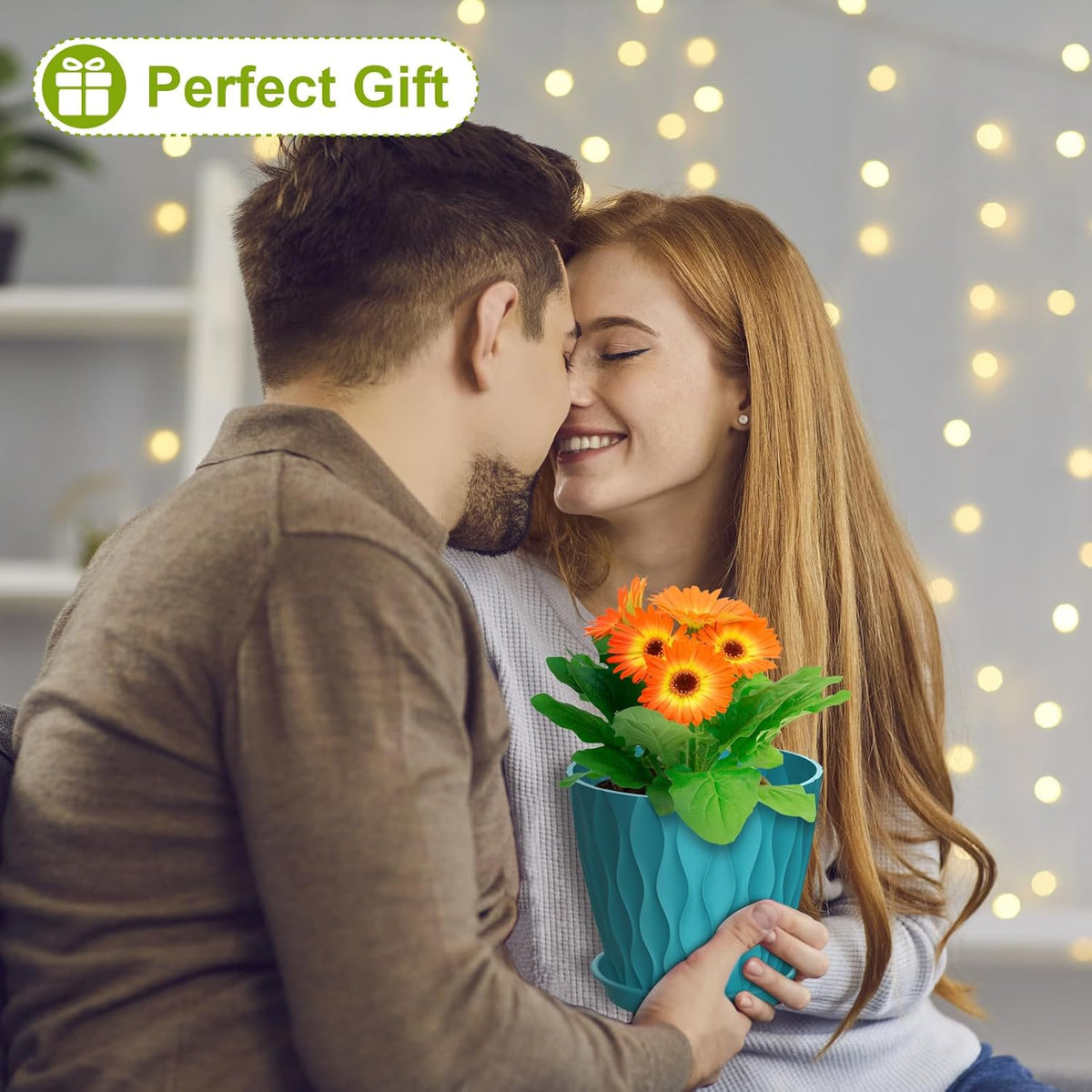 6 inch Flower Pots, 5 Pack Plant Pots for Indoor Plants, Water Ripples Plastic Planters with