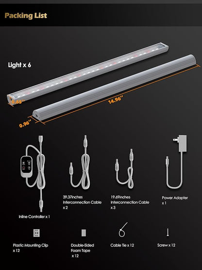Smart Grow Light for Indoor Plants,3500K Full Spectrum LED Plant Light Strips with 3/9/12H Auto