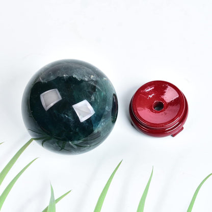 JIC Gem Natural Green Fluorite Quartz Crystal Ball Sphere Healing Crystal Sphere Decorative Ball