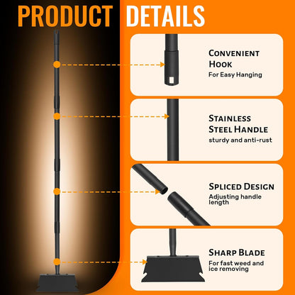 Garden Flat Shovel Scraper, Multifunctional Garden Cleaning Shovel with 59 Inch Long Handle, Heavy