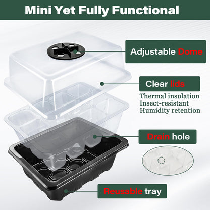ZeeDix 2 Set Seed Starter Tray Kits with 30 Pack Coco Coir Pellets